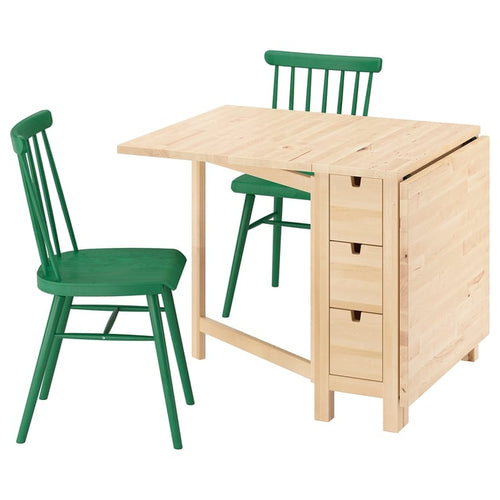 Adjustable Height Table and Two Chairs in Solid Birch