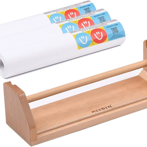 Art Table with a Paper Roll Holder in Solid Beech