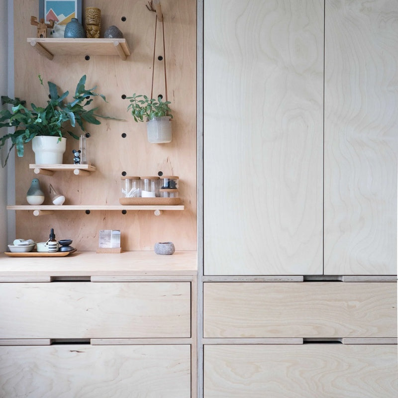 Low Wardrobe Chest and Shelf Set in Painted Birch Plywood