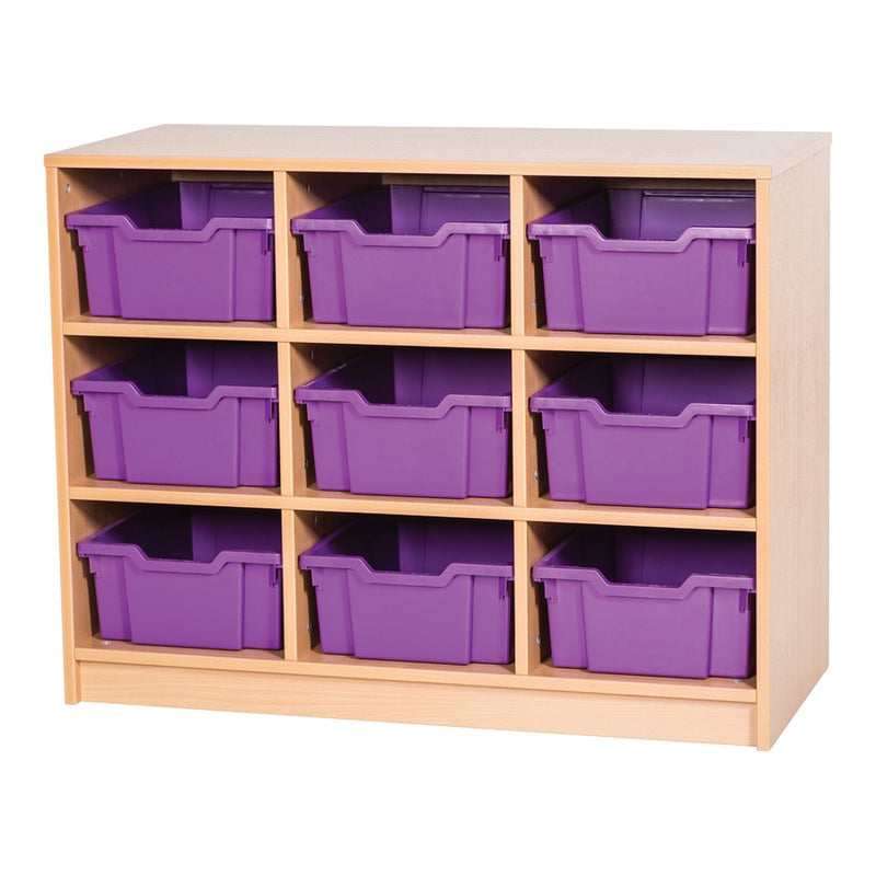 Storage Wall with Nine Tray Bays in Solid Pine